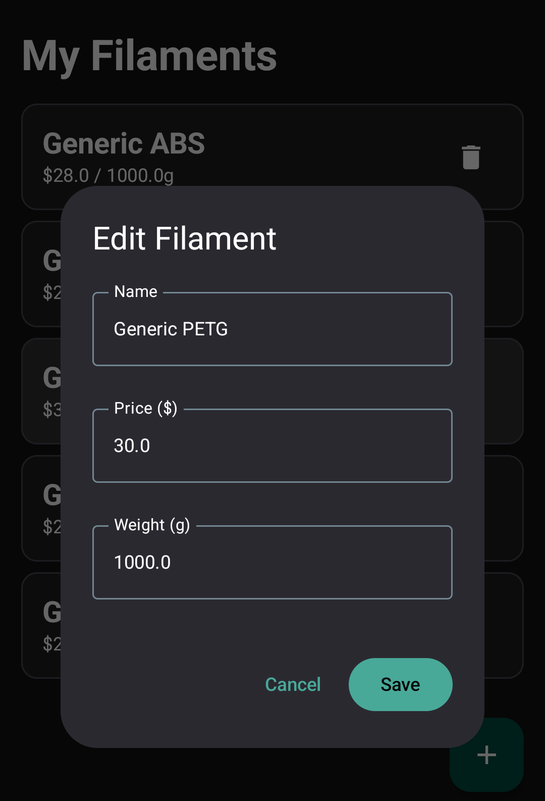 3DPrintProfit app screenshot